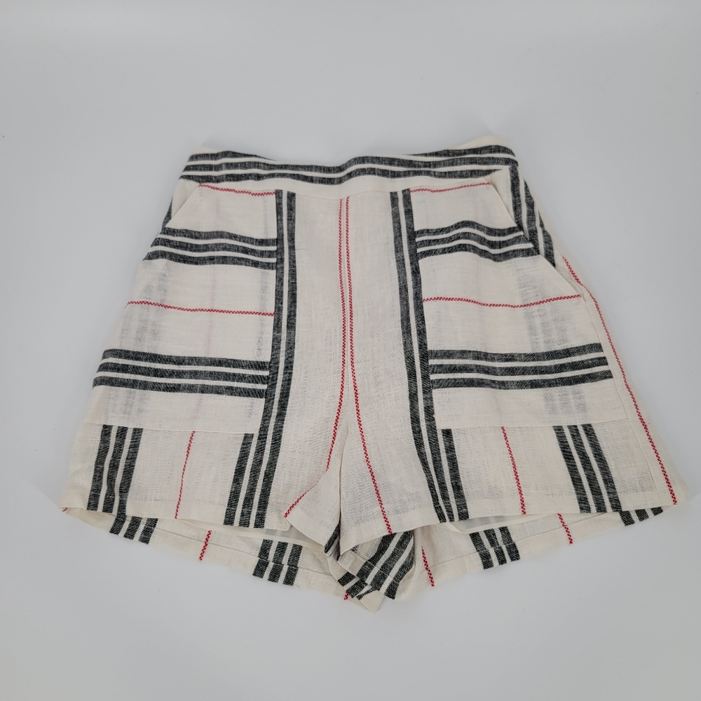 BCBGeneration Linen Stripe Shorts in Cream Combo Size 0 NEW